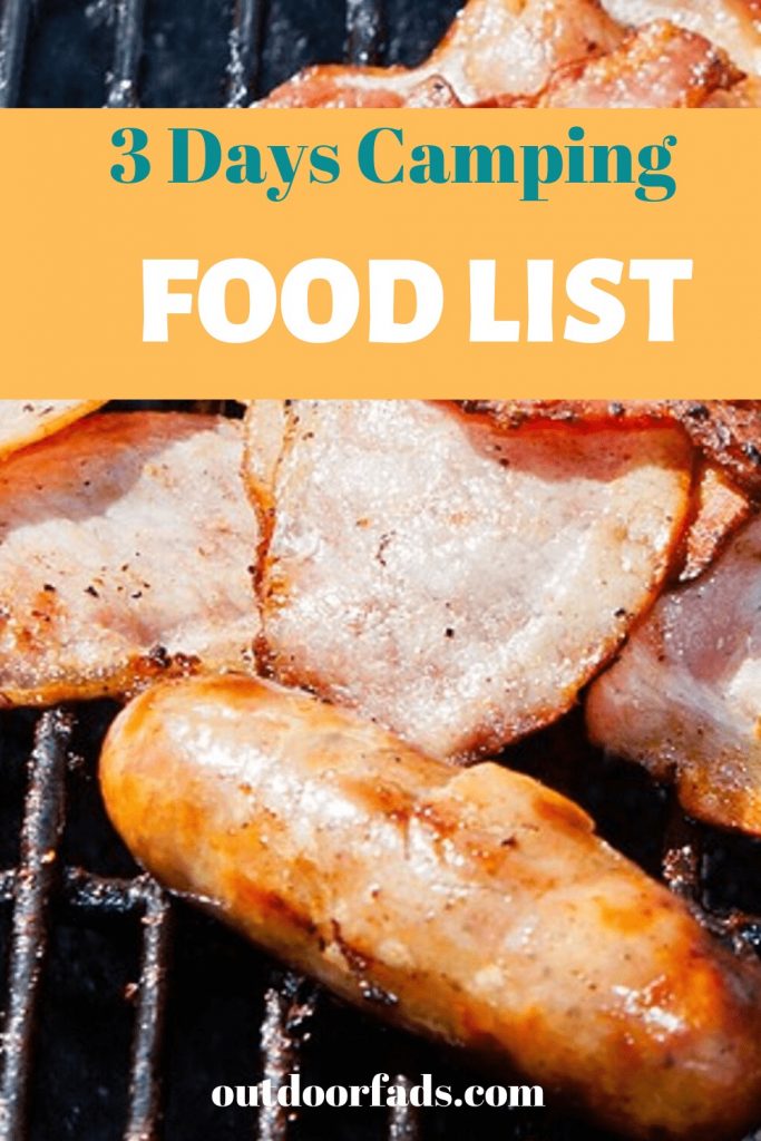Camping food list for 3 days